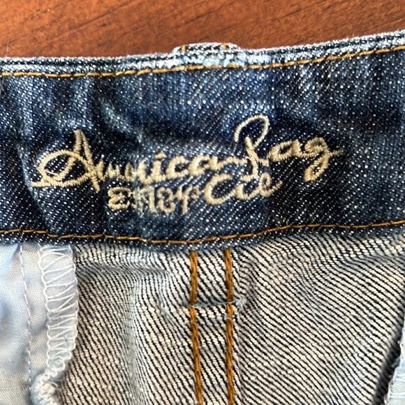 American Rag Blue Denim Pleated Jeans Shorts Juniors Size 7 Trouser Short - Picture 4 of 10